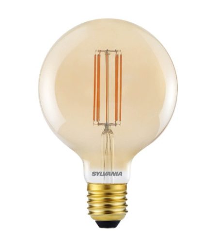 Sylvania 0030155 ToLEDo Vintage G125 DIM 640lm E27 SL 2000K LED arany meleg sárga fényszínű dimmelhető nagyméretű dekor izzó