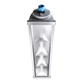   A218RD Beghelli Acciaio LED-es por-és páramentes fémházas lámpatest állítható tápegységgel; 19/24/29/34W; 3200/4000/4700/5500lm; 4000K; IP66; IK09; 667mm LED porpára