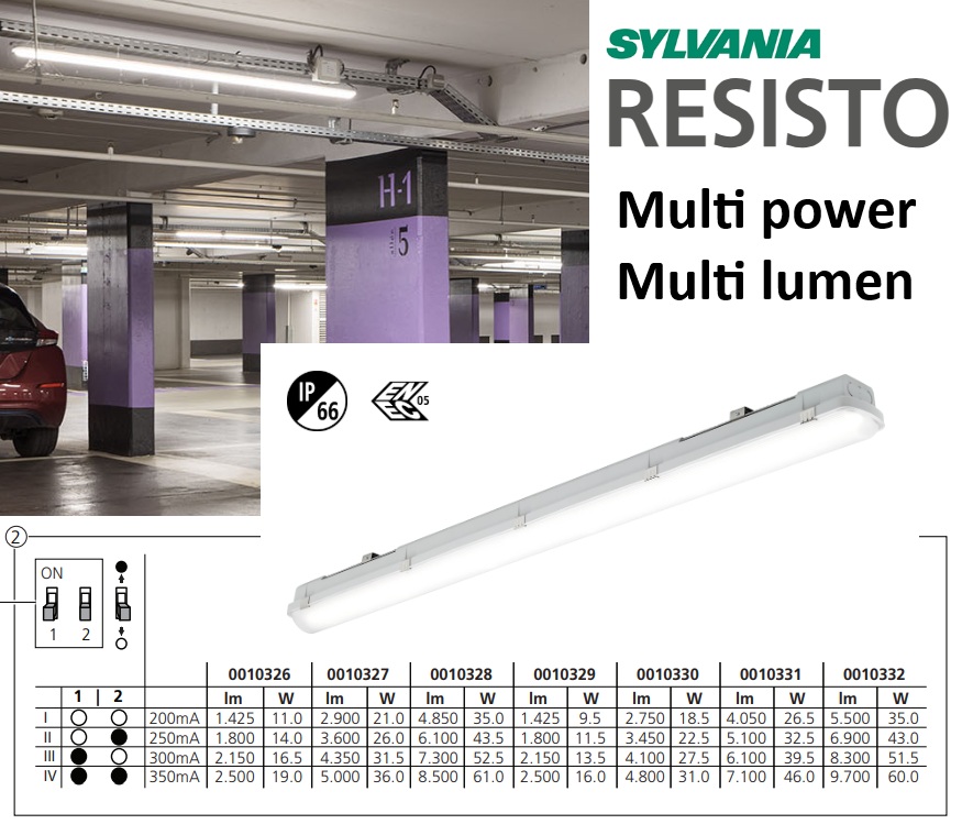ÚJ Sylvania Resisto Multi Lumen por-, és páramentes lámpatestek